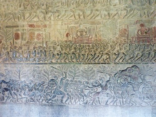 Angkor Wat bus-reliefs. Southern gallery, East part. Yama Judgment.